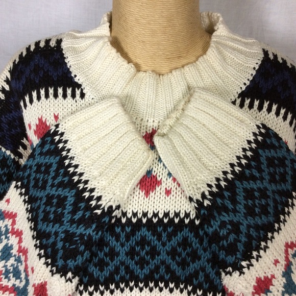 Woods & Gray Sweater Cream Multi Color VTG - Picture 5 of 10